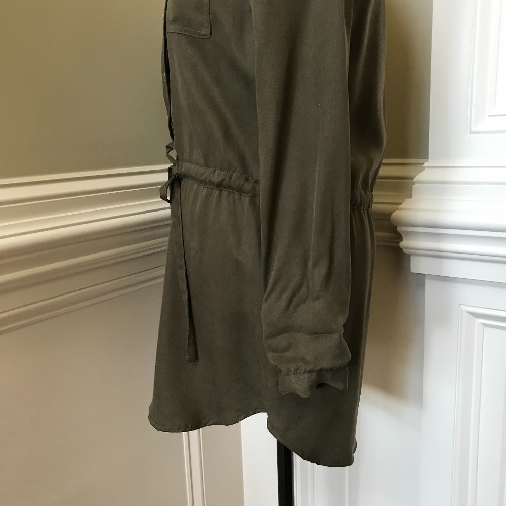 Michael Stars Shirt Dress XS Green Long Sleeve - Picture 11 of 13